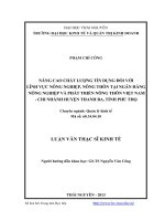 Nâng cao chất lượng tín dụng đối với lĩnh vực nông nghiệp, nông thôn tại ngân hàng nông nghiệp và phát triển nông thôn việt nam   chi nhánh huyện thanh ba, tỉnh phú thọ