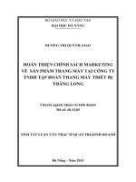 Hoàn thiện chính sách marketing về sản phẩm thang máy tại công ty TNHH tập đoàn thanh máy thiết bị thăng long 