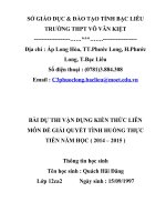 BÀI dự THI LIÊN môn của học SINH làm THẾ nào để GIẢI QUYẾT TÌNH TRẠNG đất ĐAI THOÁI hóa và  bạc màu 