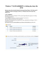 Windows 7 trị lỗi 0x0000007e và không đọc được đĩa DVD 