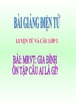 Bài giảng tiếng việt 3 tuần 4 bài luyện từ và câu   mở rộng vốn từ gia đình, ôn tập câu ai là gì 10 