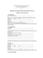 BIỂU mẫu đơn XIN cấp CHỨNG NHẬN bản QUYỀN tác GIẢ   thông tư 27 phụ lục 1 