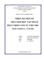 THIẾT kế một số TRÒ CHƠI học tập NHẰM PHÁT TRIỂN vốn từ CHO TRẺ mẫu GIÁO 4 – 5 TUỔI 