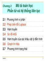 Bài giảng điều khiển tự động   chương 2  mô tả toán học phần tử và hệ thống liên tục