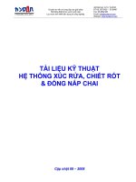 Tài liệu kỹ thuật hệ thống xúc rửa, chiết rót đóng nắp chai