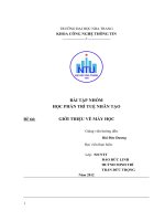 BÀI tập NHÓM học PHẦN TRÍ TUỆ NHÂN tạo đề tài GIỚI THIỆU về máy học