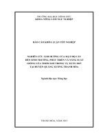 NGHIÊN cứu ẢNH HƯỞNG của mật độ cấy đến SINH TRƯỞNG, PHÁT TRIỂN và NĂNG SUẤT GIỐNG lúa THƠM LH3 TRONG vụ XUÂN 2015 tại HUYỆN QUẢNG XƯƠNG THANH hóa  