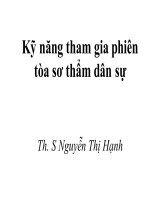 Bài giảng kỹ năng tham gia phiên tòa sơ thẩm dân sự   ths  nguyễn thị hạnh