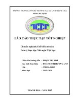 báo cáo thực tập tốt nghiệp chuyên ngành chế biến món ăn tại nhà nghỉ việt nga năm 2015 