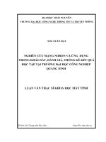 Nghiên cứu mạng nơron và ứng dụng trong khảo sát, đánh giá, thống kê kết quả học tập tại trường đại học công nghiệp quang ninh
