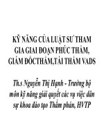 Bài giảng kỹ năng của luật sư tham gia giai đoạn phúc thẩm, giám đốc thẩm, tái thẩm vụ án dân sự   ths  nguyễn thị hạnh