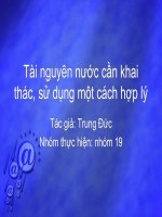 Tài nguyên nước cần khai thác, sử dụng một cách hợp lý