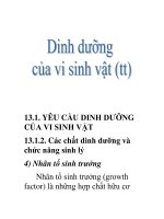 Dinh dưỡng của vi sinh vật  yêu cầu dinh dưỡng của vi sinh vật