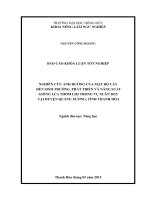 NGHIÊN cứu ẢNH HƯỞNG của mật độ cấy đến SINH TRƯỞNG, PHÁT TRIỂN và NĂNG SUẤT GIỐNG lúa THƠM LH3 TRONG vụ XUÂN 2015  tại HUYỆN QUẢNG XƯƠNG, TỈNH THANH hóa  