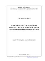 Hoàn thiện công tác quản lý thu BHXH, BHYT bắt buộc đối với các doanh nghiệp trên địa bàn tỉnh thái nguyên