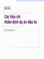 Bài giảng phân tích dự án  bài 04   TS  cao hào thi 