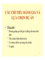 Bài giảng các chỉ tiêu đánh giá và lựa chọn dự án