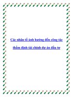 Các nhân tố ảnh hưởng đến công tác thẩm định tài chính dự án đầu tư