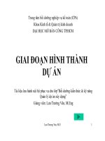 CÁC GIAI đoạn HÌNH THÀNH dự án