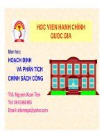 HOẠCH ĐỊNH và PHÂN TÍCH CHÍNH SÁCH CÔNG