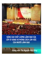 Bài giảng nâng cao chất lượng lãnh đạo của cấp ủy đảng và phong cách làm việc của người lãnh đạo   TS nguyễn việt dũng