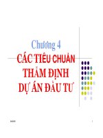 Bài giảng quản lý dự án chương 4  các tiêu chuẩn thẩm định dự án