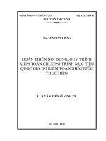Hoàn thiện nội dung, quy trình kiểm toán chương trình mục tiêu quốc gia do kiểm toán nhà nước thực hiện