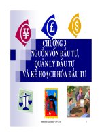 Nguồn vốn đầu tư, quản lý đầu tư và kế hoạch đầu tư