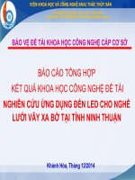 Độ rọi trên mặt nước của tàu sử dụng đèn LED và tàu đối chứng 