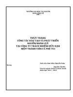 Đề tài  một số giải pháp nhằm hoàn thiện công tác đào tạo và phát triển nguồn nhân lực tại công ty TNHH MTV cà phê 721