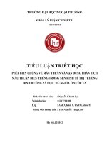 Tiểu luận triết học  phép biện chứng về mâu thuẫn và vận dụng phân tích mâu thuẫn biện chứng trong nền kinh tế thị trườn