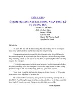 Tiểu luận  ứng dụng mạng neural trong nhận dạng ký tự quang học