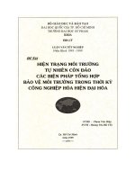 Hiện trạng môi trường tự nhiên côn đảo các biện pháp tổng hợp bảo vệ môi trường trong thời kỳ công nghiệp hoá hiện đại hóa 