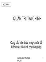 Quản trị tài chính   GV  lê hồng nhung