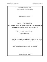 Quản lý hoạt động ngoại khóa bộ môn trong các trường THCS huyện tiên yên   tỉnh quảng ninh