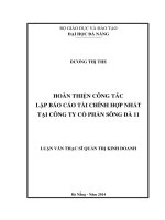 Luận văn thạc sĩ hoàn thiện công tác lập báo cáo tài chính hợp nhất tại tổng công ty cổ phần sông đà 11