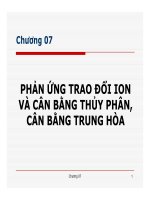Bài giảng phản ứng trao đổi ion và cân bằng thủy phân, cân bằng trung hòa