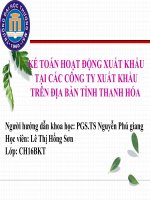 KẾ TOÁN HOẠT ĐỘNG XUẤT KHẨU tại các CÔNG TY XUẤT KHẨU TRÊN địa bàn TỈNH THANH hóa  