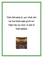 Tính chất pháp lý, quy trình, thủ tục ban hành nghị quyết của nghị viện các nước và một số kinh nghiệm