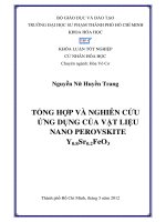 Tổng hợp và nghiên cứu ứng dụng của vật liệu nano perovskite y0 8sr0 2feo3 