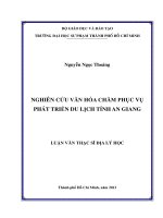 NGHIÊN cứu văn hóa CHĂM PHỤC vụ PHÁT TRIỂN DU LỊCH TỈNH AN GIANG 