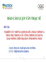 Nghiên cứu những lợi ích giữa thầu chính và thầu phụ trong các công trình giao thông trên địa bàn tỉnh đồng tháp 