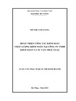 Luận văn thạc sĩ hoàn thiện công tác kiểm soát chất lượng kiểm toán tại công ty THHH kiểm toán và tư vấn thuế ATAX