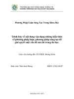 Tiểu luận Trình bày về nội dung vận dụng những kiến thức về phương pháp luận, phương pháp sáng tạo để giải quyết một vấn