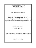 Đánh giá tính hứu hiện công tác kiểm soát nội bộ chu trình bán và thu tiền điện tại công ty TNHH MTV điện lực đà nẵng 