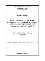 Hoàn thiện công tác kiểm soát chi thường xuyên ngân sách nhà nước đối với các đơn vị sự nghiệp y tế tại kho bạc nhà nước đà nẵng 