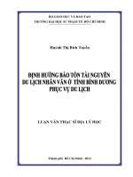 ĐỊNH HƯỚNG bảo tồn tài NGUYÊN DU LỊCH NHÂN văn ở TỈNH BÌNH DƯƠNG PHỤC vụ DU LỊCH 