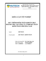 QUY TRÌNH KIỂM TOÁN KHOẢN mục DOANH THU tại CÔNG TY TNHH kế TOÁNKIỂM TOÁN PHƯƠNG NAM 