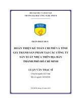 Hoàn thiện kế toán chi phí và tính giá thành sản phẩm tại các công ty sản xuất nhựa trên địa bàn thành phố hồ chí minh 