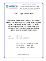 Giải pháp nhằm hạn chế rủi ro trong công tác thanh toán quốc tế bằng tín dụng chứng từ nhập khẩu tại ngân hàng việt nam thịnh vượng PHÕNG DỊCH vụ KHÁCH HÀNG DOANH NGHIỆP MIỀN NAM 